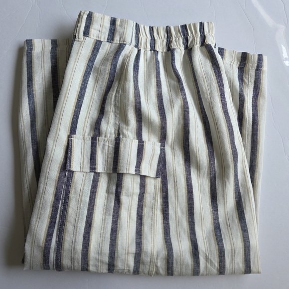 Striped Button-Down Linen Skirt - Picture 4 of 9
